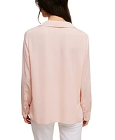 Fever Solid Soft Crepe Top W/ Collar Lace