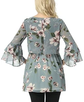 kimi + kai Maternity Floral Print Chiffon Nursing Blouse