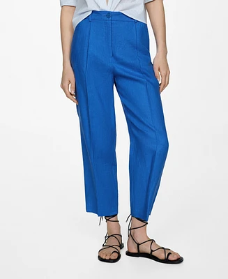 Mango Women's 100% Linen Straight Pants