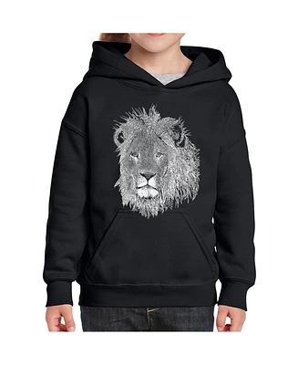 La Pop Art Girls Word Hooded Sweatshirt - Lion