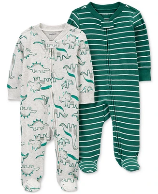 Carter's Baby Boy 2-Way-Zip Footed Sleep and Play Coveralls, Pack of 2