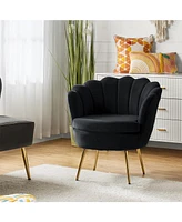 Hulala Home Modern Velvet Barrel Chair with Channel Tufted Back