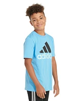 adidas Big Boys Short Sleeve Two-Color Logo T-Shirt