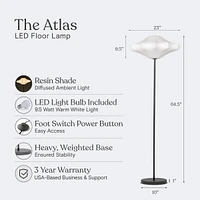 Brightech Atlas 67" Modern Led Floor Lamp with Resin Shade