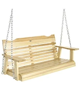 Outsunny 2-Seater Hanging Porch Swing Outdoor Swing Bench with Armrests