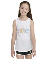 adidas Big Girls Sleeveless Curved-Hem Cotton Logo Tank Top