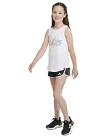 adidas Big Girls Sleeveless Curved-Hem Cotton Logo Tank Top