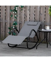 Outsunny Outdoor Zero Gravity Rocking Chair, Weather Resistant, Sunbathing, Pillow