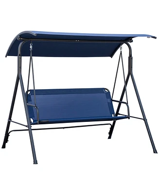 Outsunny 3-Person Porch Swing with Adjustable Tilt Canopy, Dark Blue