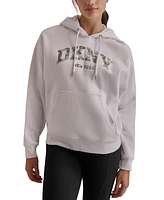 Dkny Sport Women's Varsity Camo Sparkle Logo Fleece Hooded Sweatshirt