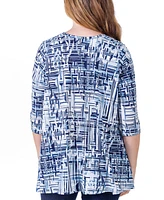 24seven Comfort Apparel Print Elbow Length Sleeve Open Cardigan