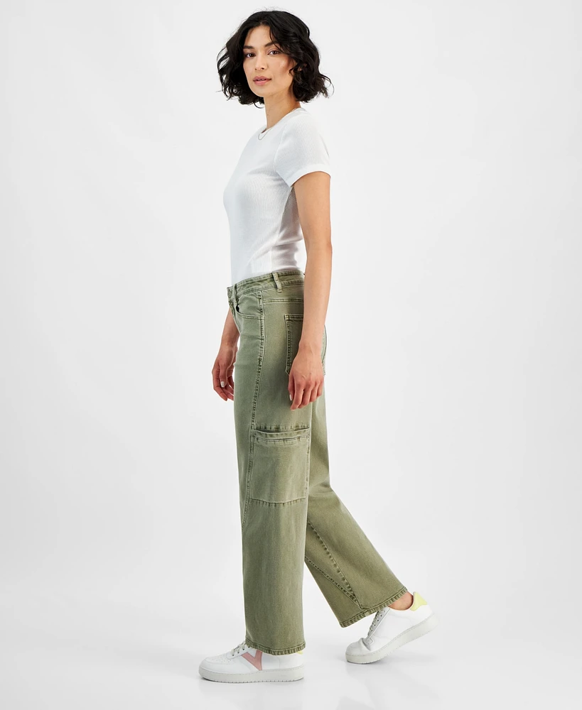 And Now This Women's Twisted-Seam Cargo Wide-Leg Jeans, Created for Macy's