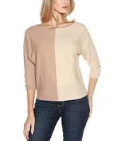 Belldini Women's Colorblock 3/4-Sleeve Dolman Sweater