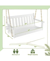 Sugift 54 Inch Hdpe Patio Porch Swing with Cup Holder