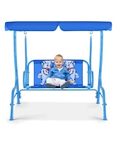 Sugift Outdoor Kids Patio Swing Bench with Canopy 2 Seats