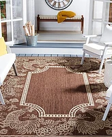 Safavieh Courtyard CY3305 Chocolate and Natural 5'3" x 7'7" Sisal Weave Outdoor Area Rug