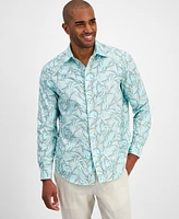 Club Room Men's Novo Regular-Fit Stretch Leaf-Print Button-Down Shirt, Created for Macy's