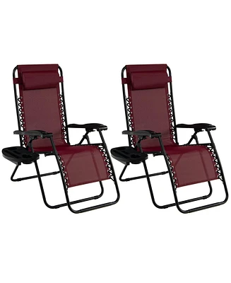 Sugift 2 Pieces Folding Lounge Chair with Zero Gravity