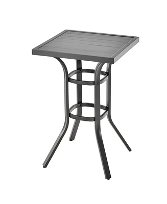 Sugift 24 Inch Patio Bar Height Table with Aluminum Tabletop and Adjustable Foot Pads