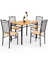 Sugift 5 Pieces Dining Set Wooden Table and 4 Cushioned Chairs