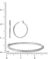 Giani Bernini 2-Pc. Set Textured Medium Hoop Earrings & Matching Bangle Bracelet in Sterling Silver, Created for Macy's