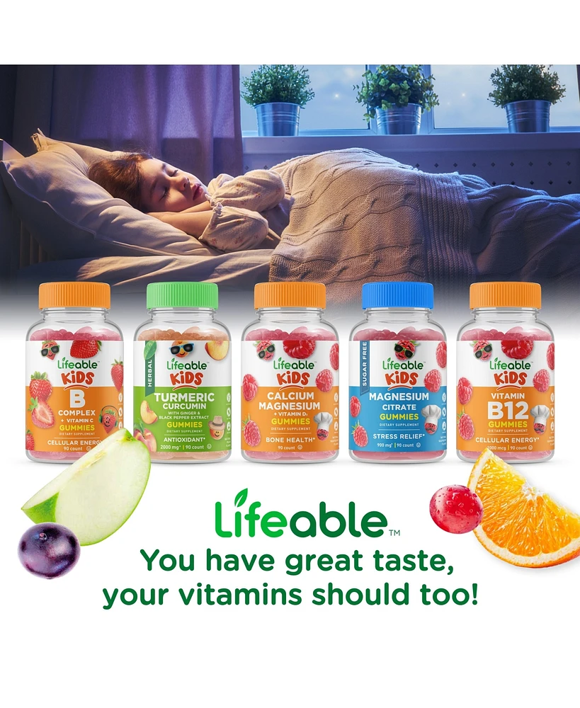 Lifeable Kids Melatonin 1 mg Gummies - Falling Asleep And Staying Asleep - Great Tasting Natural Flavor, Dietary Supplement Vitamins - 60 Gummies