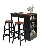 Sugift 3 Pieces Bar Table Set with Storage