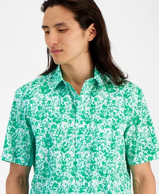 Club Room Men's Iris Regular-Fit Stretch Floral Button-Down Poplin Shirt, Created for Macy's