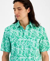 Club Room Men's Iris Regular-Fit Stretch Floral Button-Down Poplin Shirt, Created for Macy's