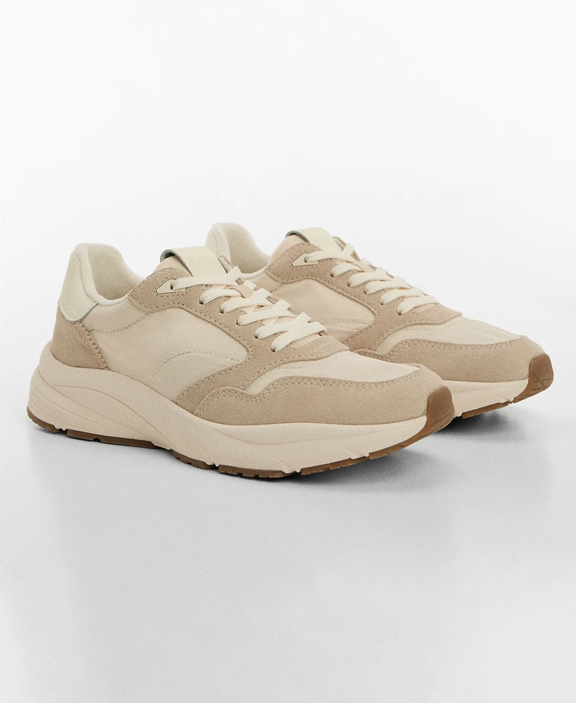 Mango Women's Leather Panel Sneakers