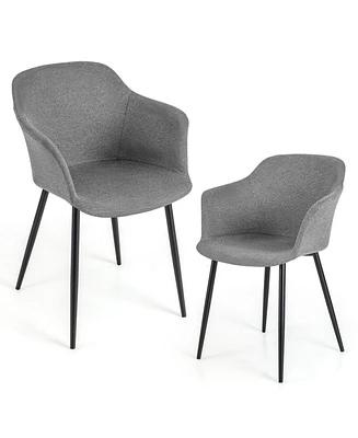 Sugift Set of 2 Upholstered Dining Chair with Ergonomic Backrest Design