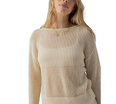 Sanctuary Women's Cotton Open-Knit Long-Sleeve Sweater