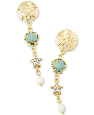 Kendra Scott 14k Gold-Plated Mixed Stone Shell & Starfish Linear Drop Earrings