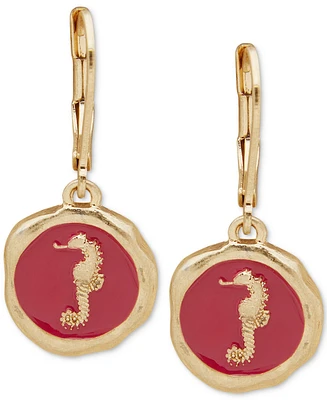 lonna & lilly Gold-Tone Seahorse Color Coin Drop Earrings