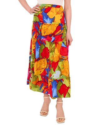 Sam & Jess Women's Tiered Floral-Print Maxi Skirt