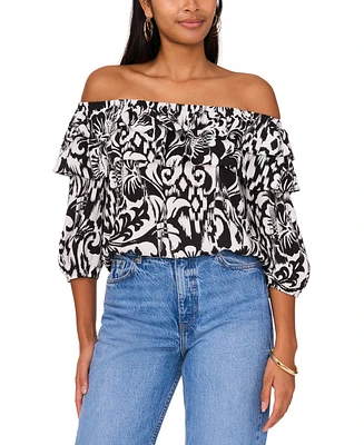 Sam & Jess Women's Printed Tiered-Ruffle Off-The-Shoulder Top