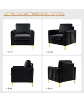 Velvet Tufted Arm Chair With Cushion back
