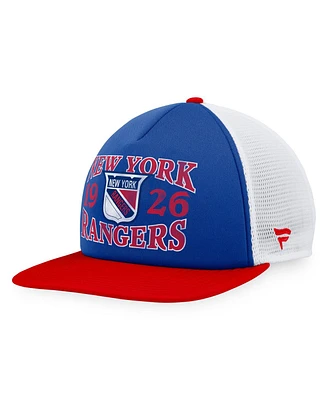 Fanatics Branded Men's Blue/Red New York Rangers Heritage Vintage-Like Foam Front Trucker Snapback Hat