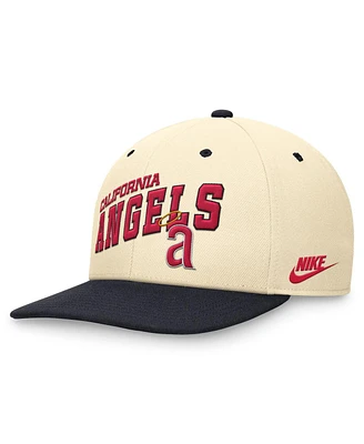 Nike Men's Cream/Navy California Angels Rewind Cooperstown Collection Performance Snapback Hat