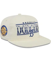 New Era Men's Cream Brooklyn Dodgers Throwback Bar Golfer Corduroy Snapback Hat