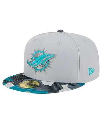 New Era Men's Gray Miami Dolphins Active Camo 59fifty Fitted Hat
