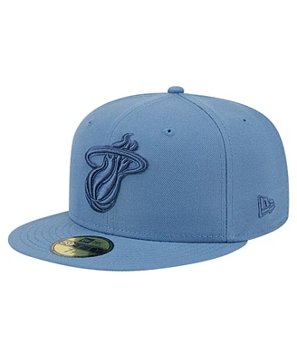 New Era Men's Blue Miami Heat Color Pack Faded Tonal 59fifty Fitted Hat