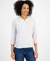 Tommy Hilfiger Women's Cotton Gauze Embroidered Top