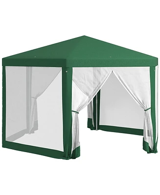 Outsunny 13' x 11' Garden Party Tent, Hexagon Patio with Netting, Green