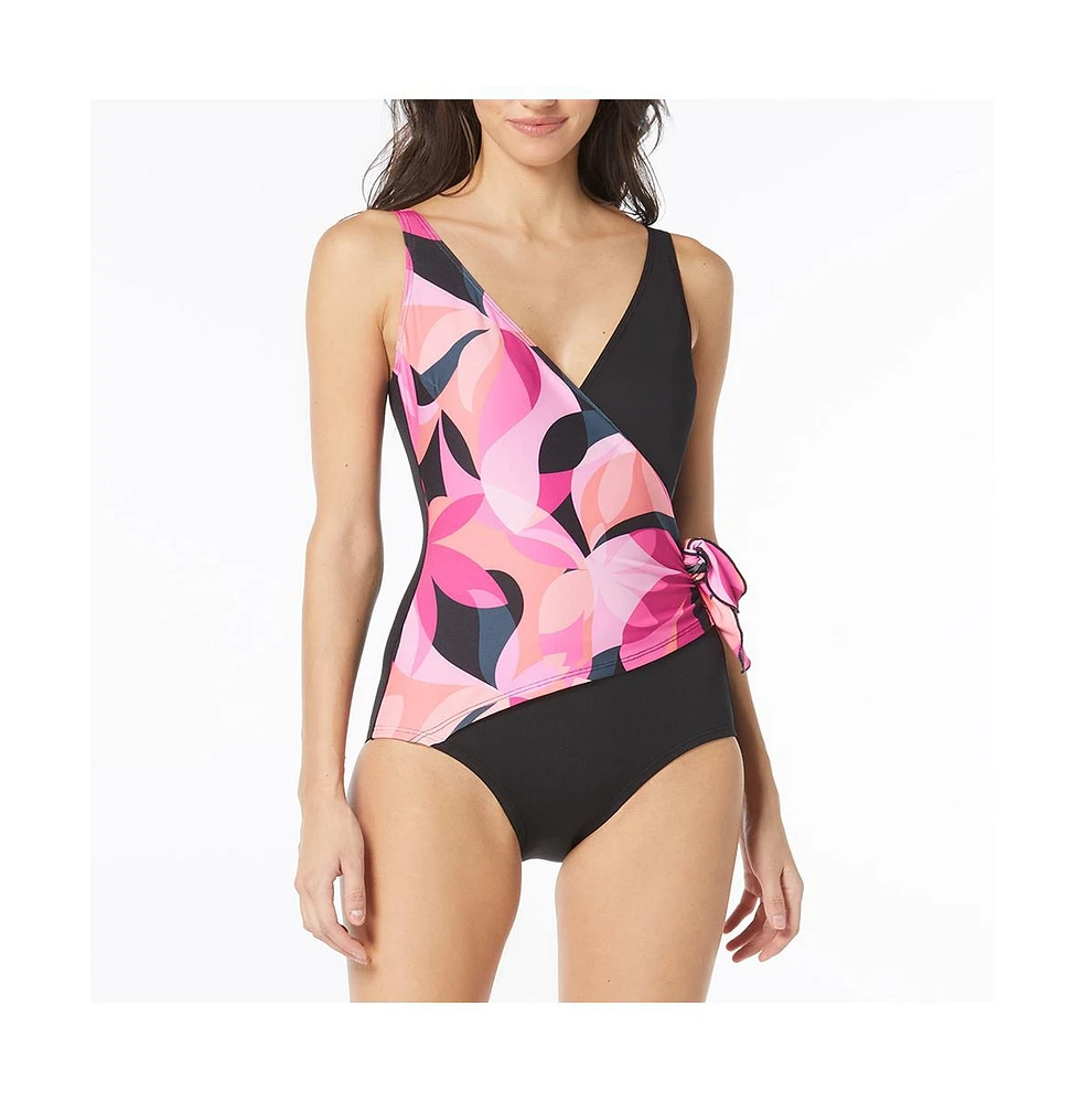 Gabar Women's Missy Island Abstract Surplice one piece swimsuit