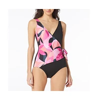 Gabar Women's Missy Island Abstract Surplice one piece swimsuit