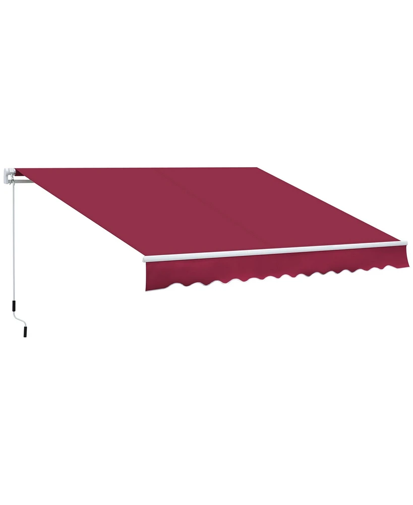 Outsunny 12' x 8' Retractable Awning Patio Awning Sun Shade Shelter, Red