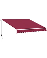 Outsunny 12' x 8' Retractable Awning Patio Awning Sun Shade Shelter, Red