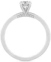 Diamond Round & Baguette Engagement Ring (3/4 ct. t.w.) 14k White Gold