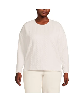 Lands' End Plus Over d Quilted Cable Sweatshirt